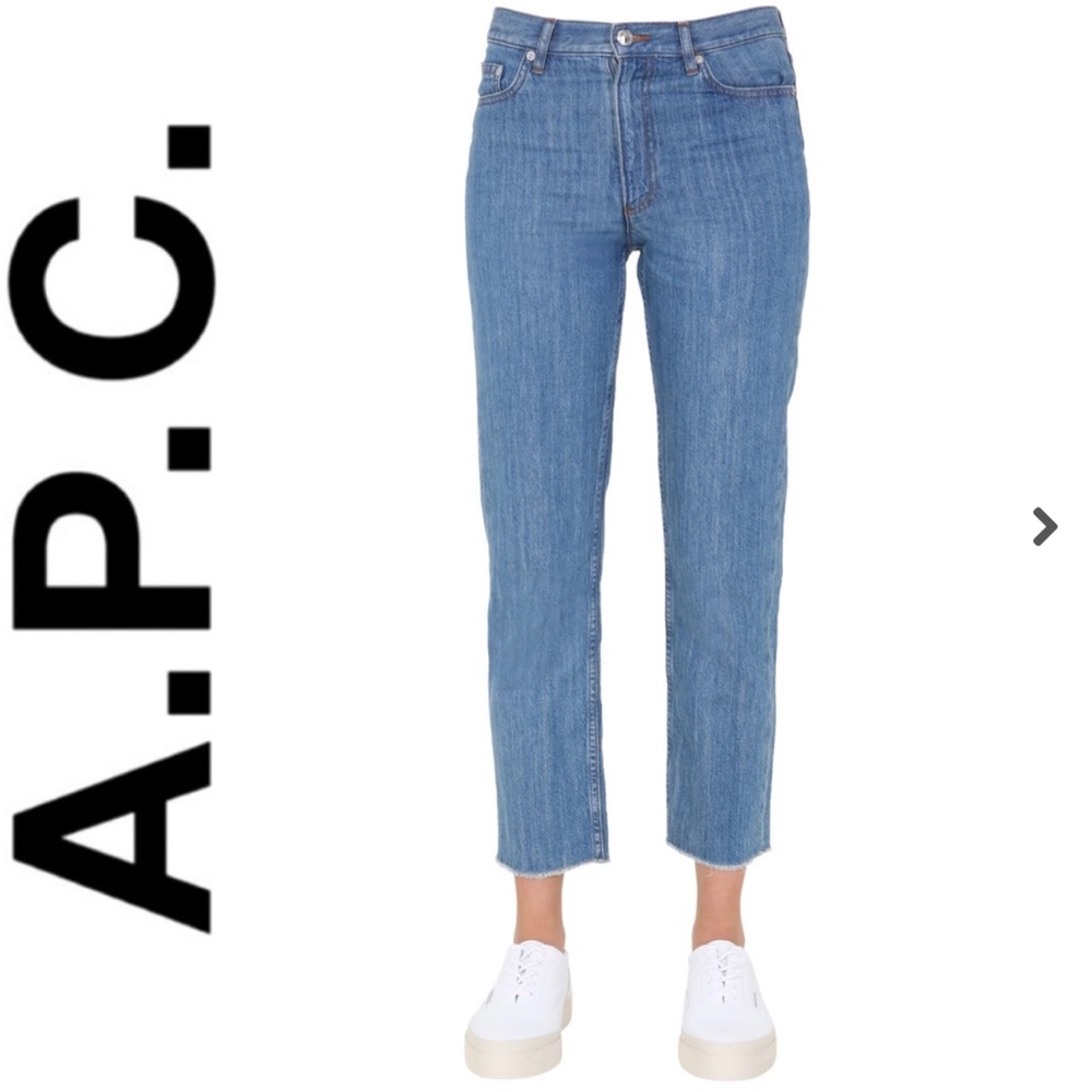 A.P.C. "JUDIE" COTTON LINEN DENIM ANKLE JEANS RAW GEM 25 APC